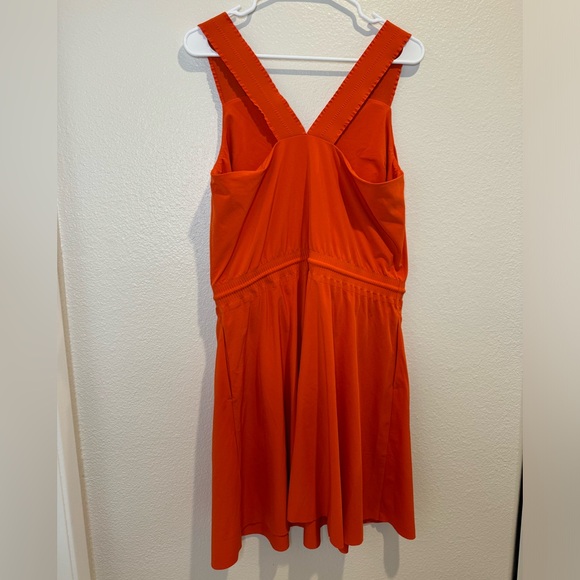 Athleta Savannah Strap Mini Athletic Tie Waist Dress Orange Size M - Picture 4 of 5